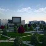 Campus exterior rendering.