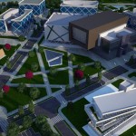Campus exterior rendering.