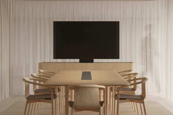 Aion wooden table and matching credenza