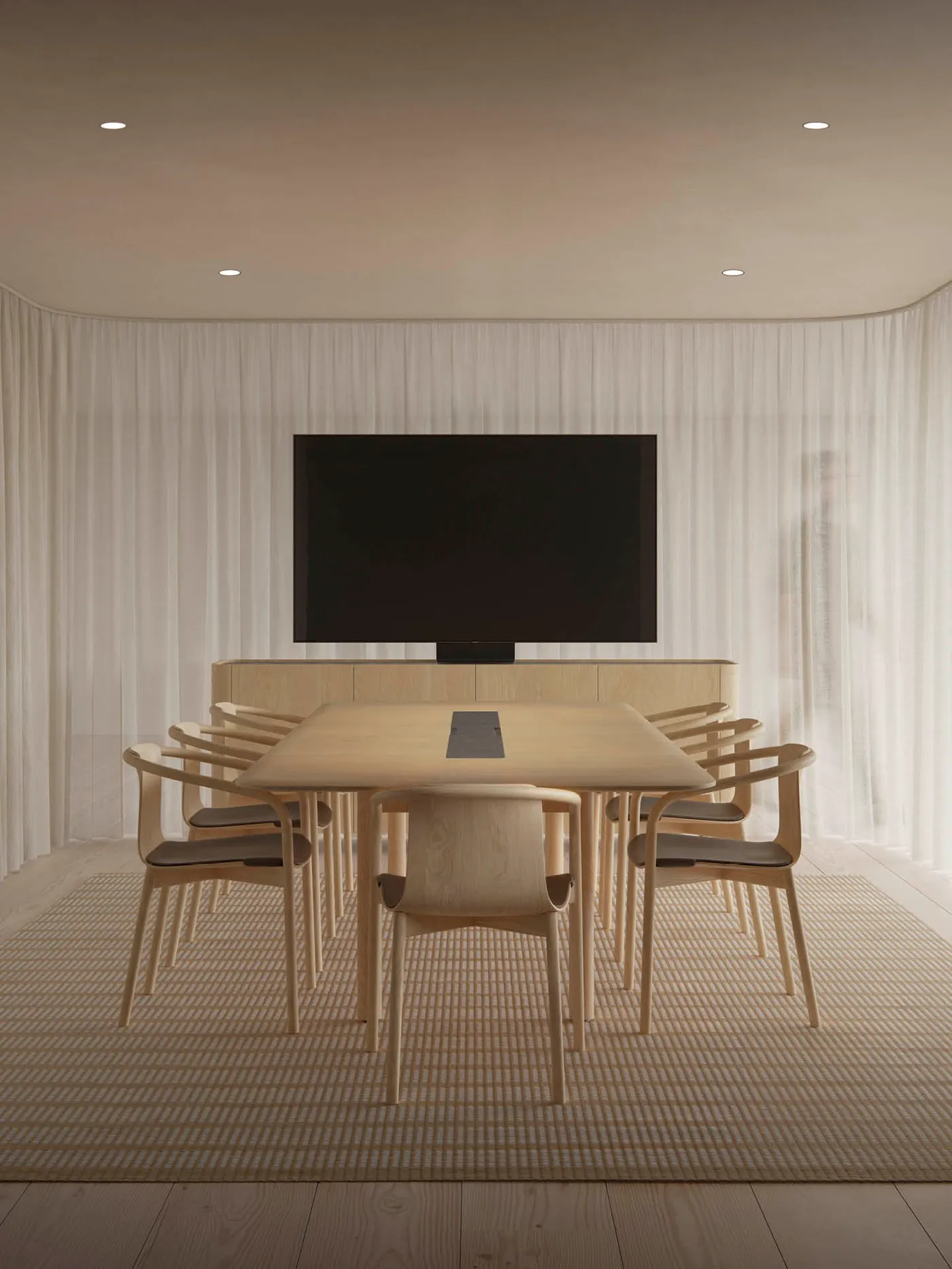 Aion wooden table and matching credenza