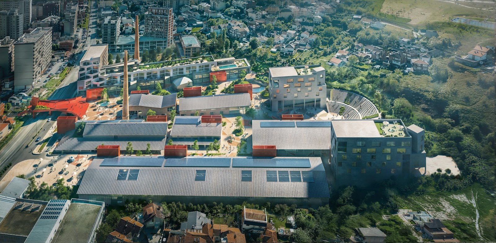 Art-Tek Tulltorja overview from the north-east in Prishtina, Kosovo. Image courtesy of ORG.