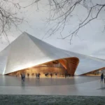 Concept visualisation of Kosovo’s proposed Opera and Ballet Theatre with an undulating roof