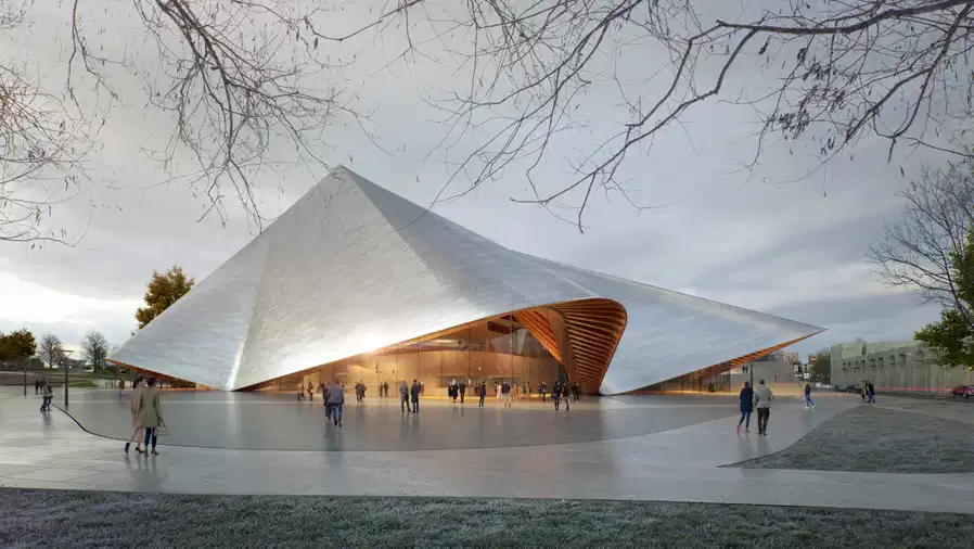BIG and ALB-Architect propose a sweeping roof for Kosovo’s Opera & Ballet Theatre