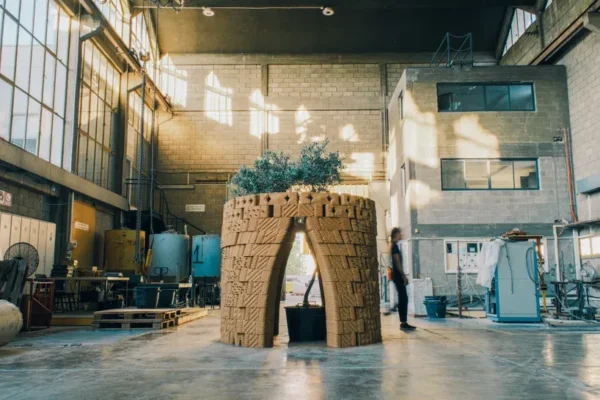 BUSTAN earth-brick pavilion at Design Museum Holon, photograph by Edo Asoulin