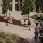 Render of Barcode modular concrete urban furniture