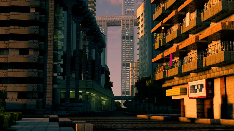 Minecraft street view towards Raffles City