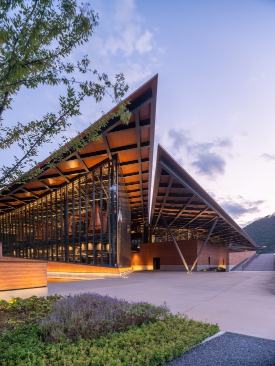 View beneath a projecting roof at Chunan Distillery