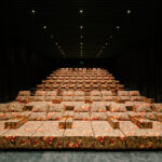 Floral seating in the Cine Tutu auditorium by Isay Weinfeld. Photograph: Fran Parente.