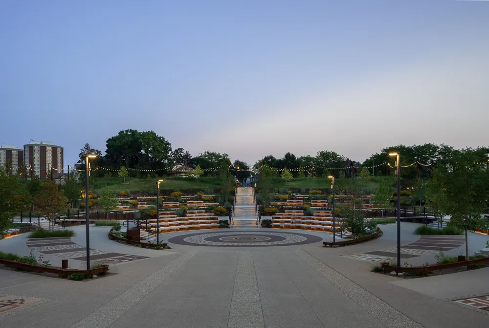 Public landscape and seating at Davidson Park