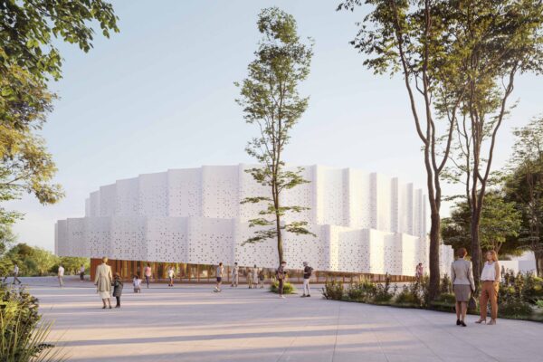 Dr. Ibrahim Rugova Presidential Library and Memorial Park in Prishtina by ALN and LSN Partners. Rendering courtesy of ALN.