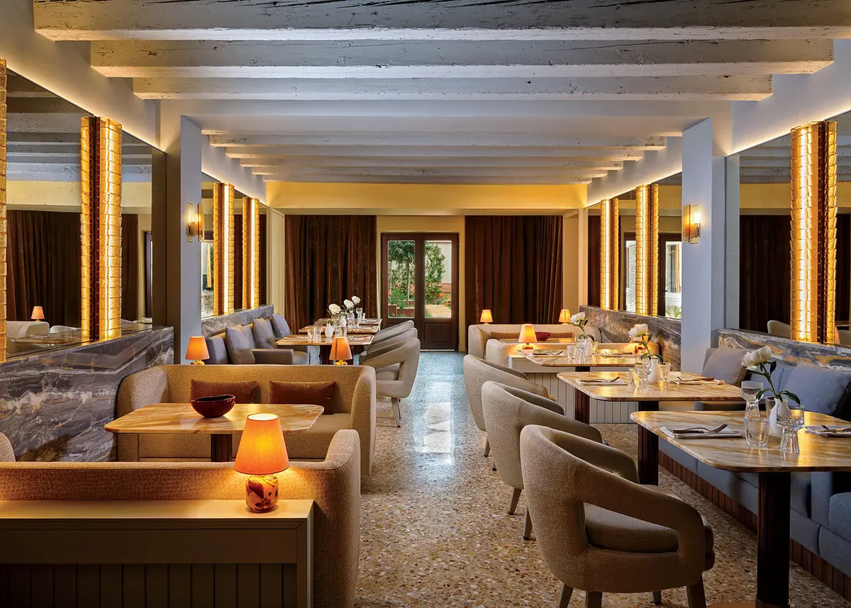 Elizabeth Unique Venice restaurant with custom glass lighting