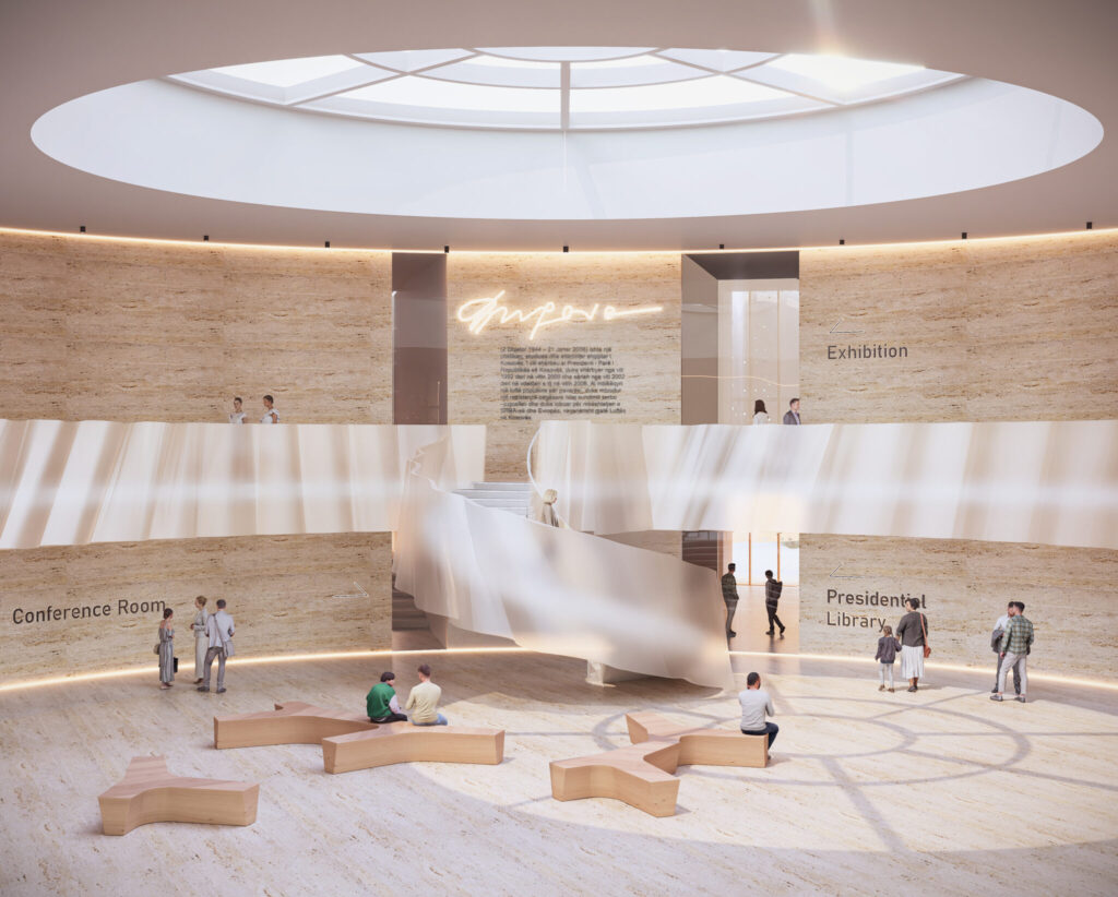 Dr. Ibrahim Rugova Memorial Park and Presidential Library in Prishtina by ALN and LSN Partners. Image courtesy of ALN.