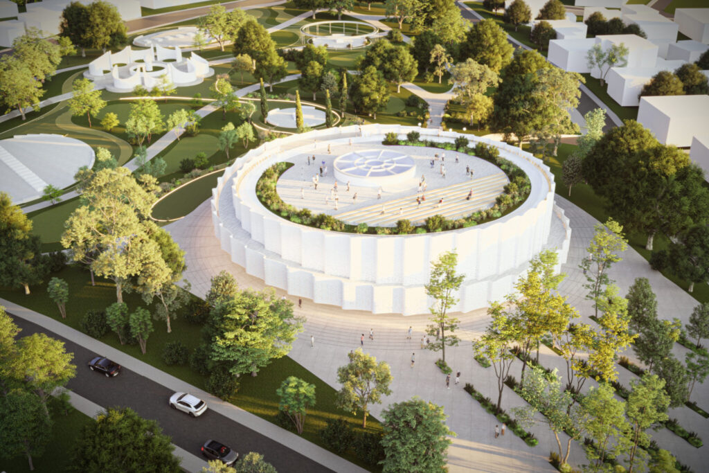 Dr. Ibrahim Rugova Memorial Park and Presidential Library in Prishtina by ALN and LSN Partners. Image courtesy of ALN.