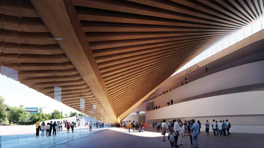 BIG and ALB-Architect propose a sweeping roof for Kosovo’s Opera & Ballet Theatre