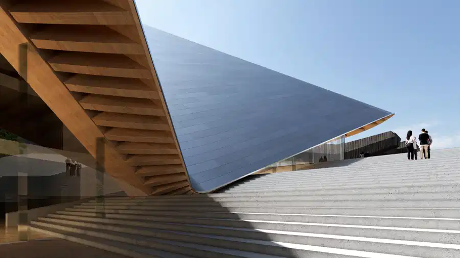 BIG and ALB-Architect propose a sweeping roof for Kosovo’s Opera & Ballet Theatre