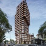 Rendering of MODIUM’s Multi-Apartment Tower in Prishtina, Kosovo; image from MODIUM