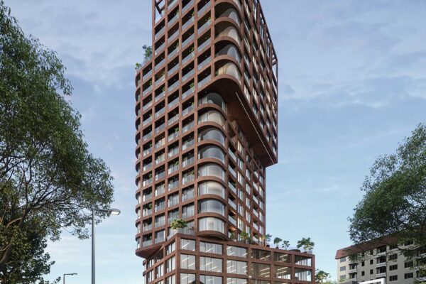 Rendering of MODIUM’s Multi-Apartment Tower in Prishtina, Kosovo; image from MODIUM