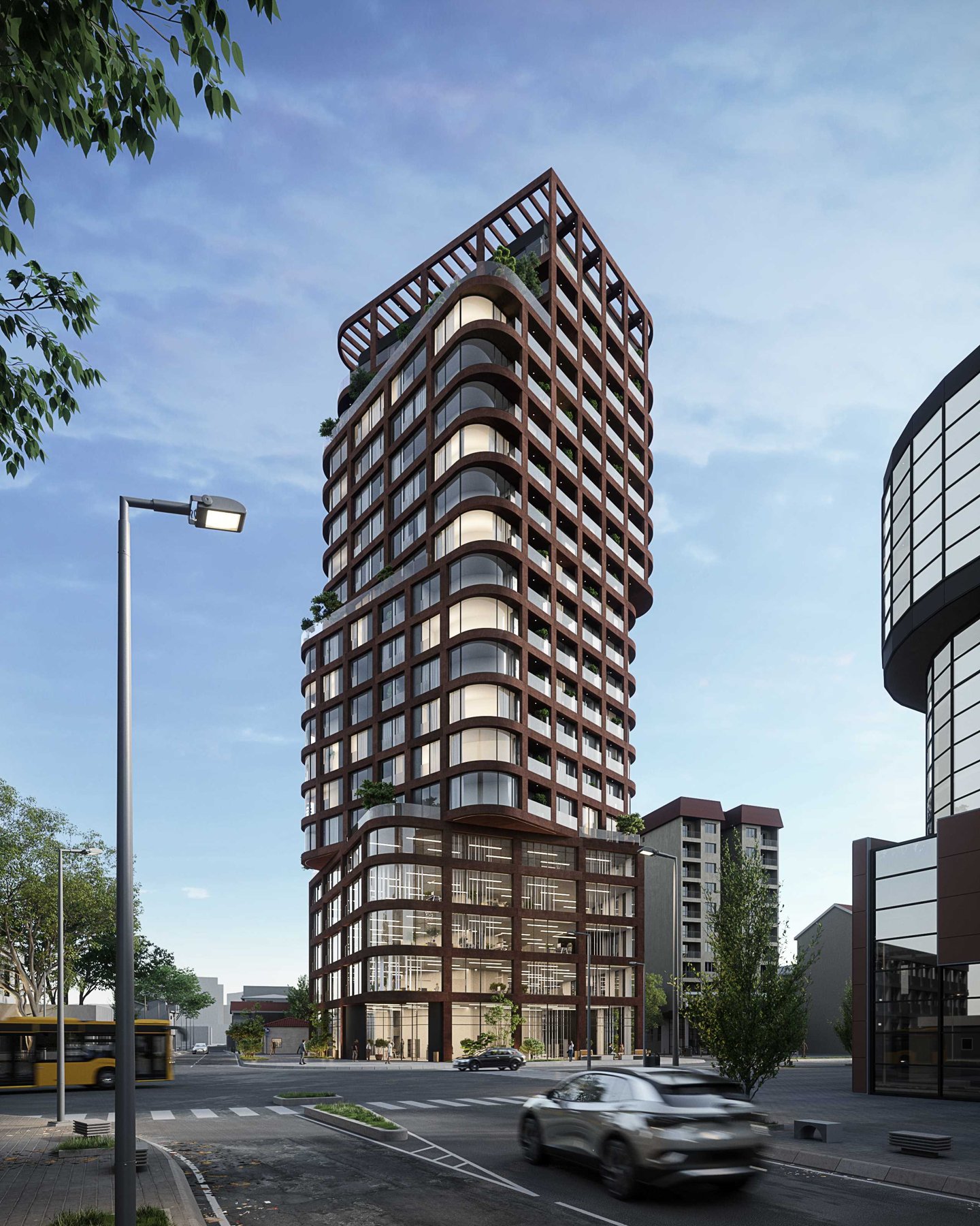Architectural rendering of MODIUM’s Multi-Apartment Tower in Prishtina, Kosovo