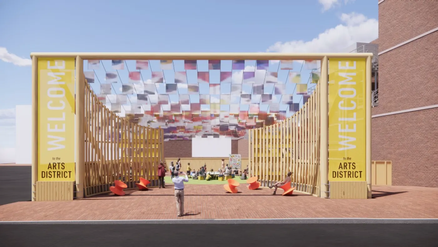 Design rendering of the PMA AMP pavilion entrance