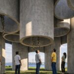 ReConcrete pavilion proposal using reclaimed concrete drainage pipes