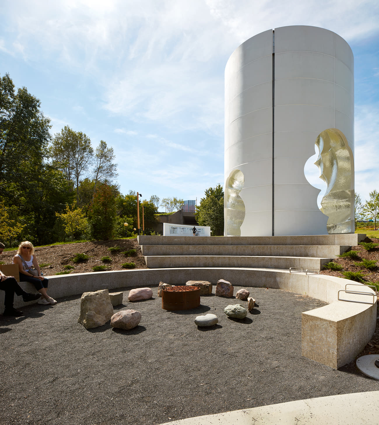 Thunderhead concrete column beside the stone healing circle