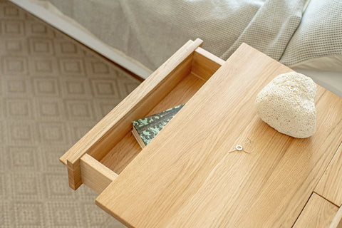 Drawer detail of the Troost bedside table by Agata Nowak for Borcas.