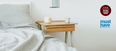 Side view of the Troost bedside table designed by Agata Nowak for Borcas.