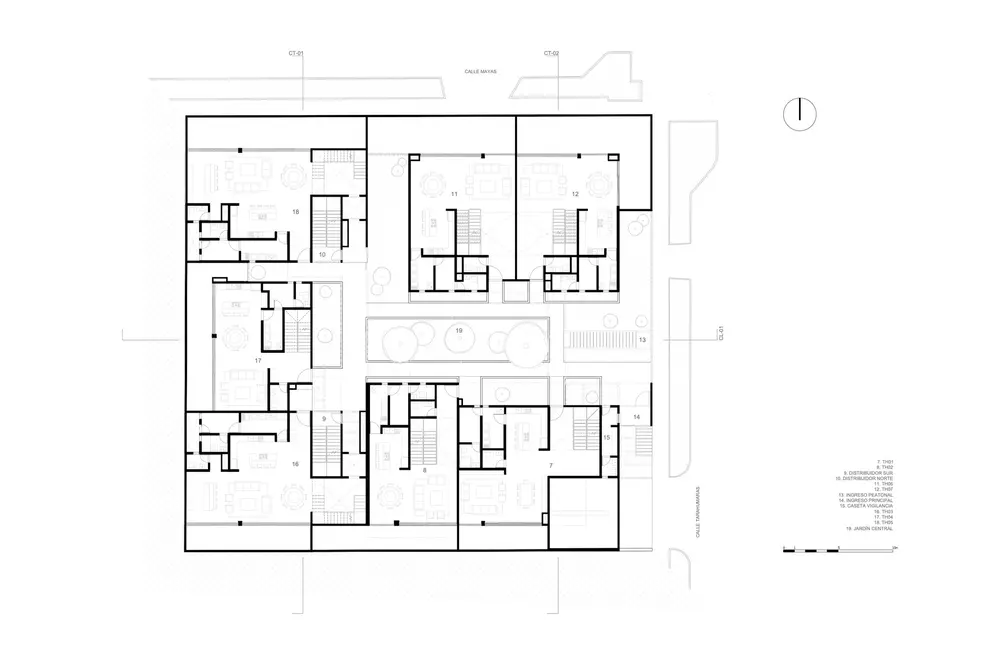 Ground-floor plan of ZAYMA by 0studio Arquitectura, sourced from ArchDaily