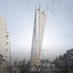 Concept illustration of Skyscraper Rruga B by abART and ARIP Architekten in Prishtina